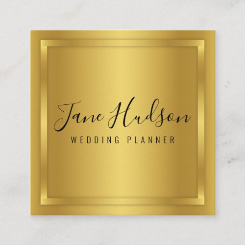 Elegant Gold on Gold Minimalist Editable Square Business Card