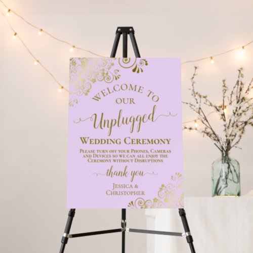 Elegant Gold on Lilac Unplugged Wedding Ceremony Foam Board
