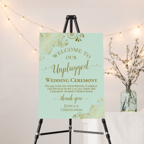 Elegant Gold on Mint Unplugged Wedding Ceremony Foam Board