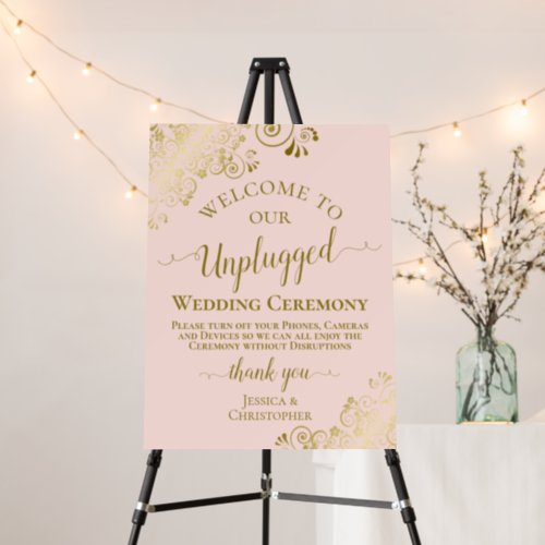 Elegant Gold on Pink Unplugged Wedding Ceremony Foam Board