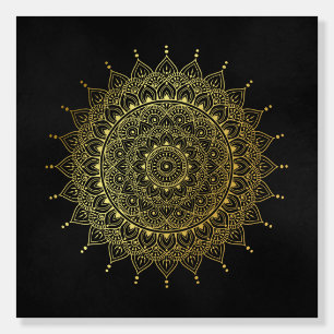 Elegant Gold on Soft Black Floral Henna Mandala Foam Board