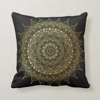 Elegant Gold on Soft Black Floral Henna Mandala