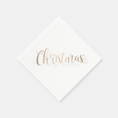 Elegant Gold on White Merry Christmas Script  Napkins