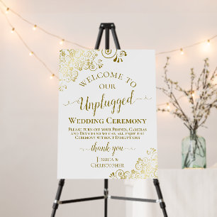 Elegant Gold on White Unplugged Wedding Ceremony Foam Board