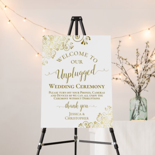 Elegant Gold on White Unplugged Wedding Ceremony Foam Board