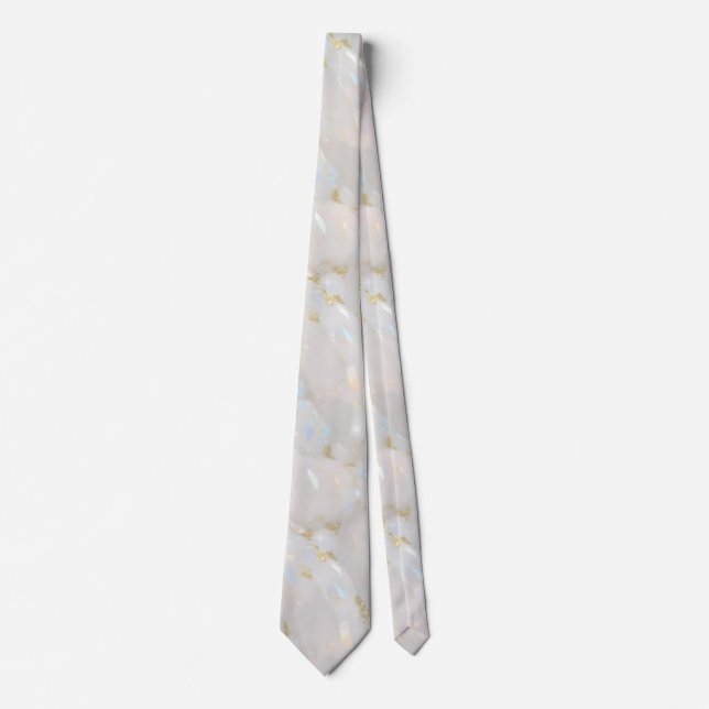 Elegant Gold Opal Gemstone Pattern Neck Tie (Front)