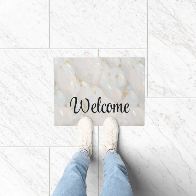 Elegant Gold Opal Gemstone Welcome Doormat (Indoor)