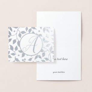 Elegant Gold or Silver Floral Monogram Foil Card