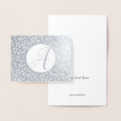 Elegant Gold or Silver Floral Monogram Foil Card
