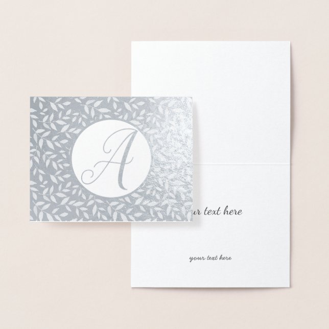 Elegant Gold or Silver Floral Monogram Foil Card (Display)