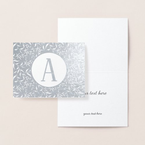 Elegant Gold or Silver Floral Monogram Foil Card