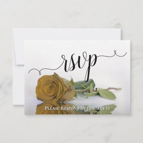 Elegant Gold or Yellow Reflecting Rose Wedding RSVP Card