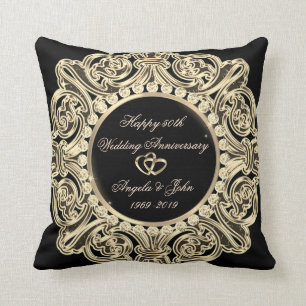 Elegant Gold Ornament 50th Wedding Anniversary Throw Pillow