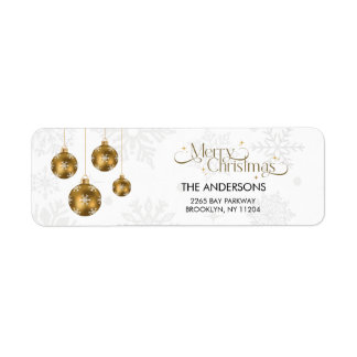 Elegant Gold Ornament Christmas Return Address Label