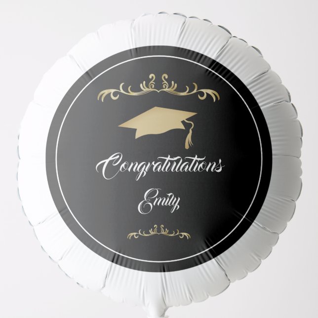 Elegant Gold Ornament Congratulations Graduate  Balloon (Front)