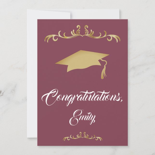 Elegant Gold Ornament Congratulations Graduate Card (Front)