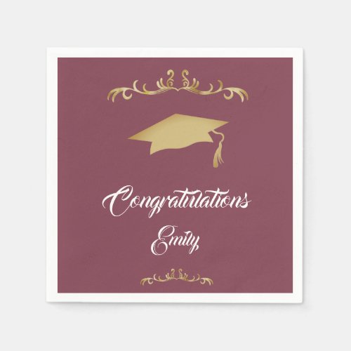 Elegant Gold Ornament Congratulations Graduate  Napkins