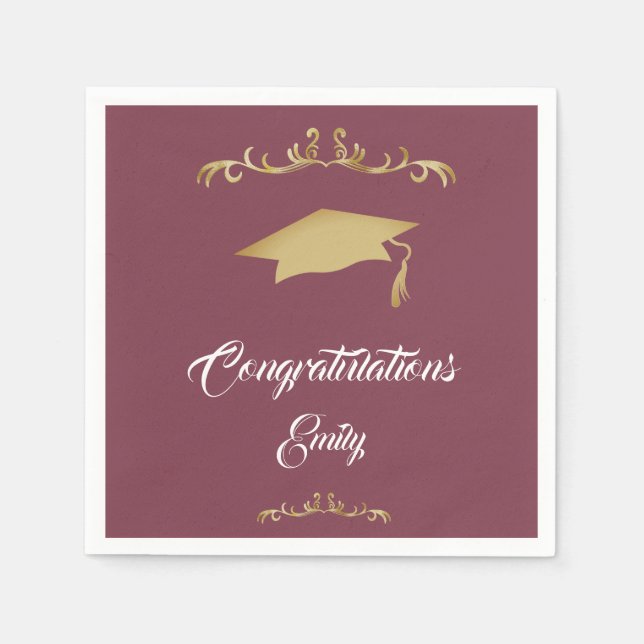 Elegant Gold Ornament Congratulations Graduate  Napkins (Front)