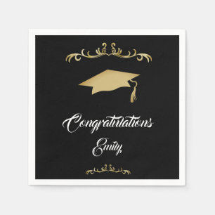 Elegant Gold Ornament Congratulations Graduate Napkins