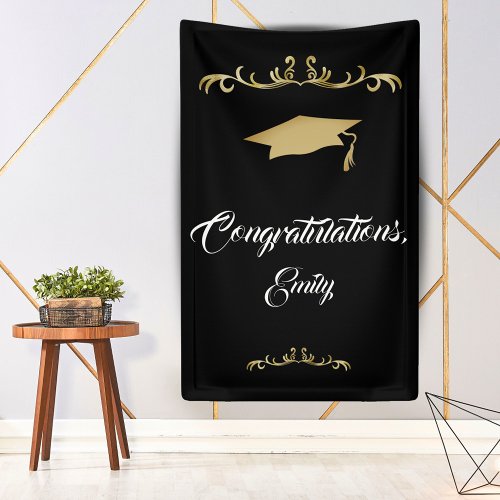 Elegant Gold Ornament Congratulations Graduation Banner