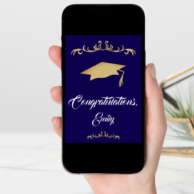 Elegant Gold Ornament Congratulations Graduation Card (Front Digital)