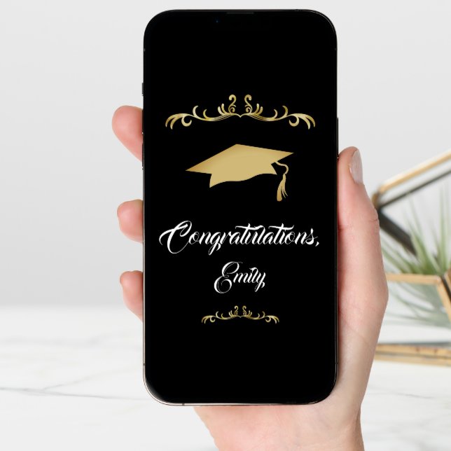 Elegant Gold Ornament Congratulations Graduation Card (Front Digital)