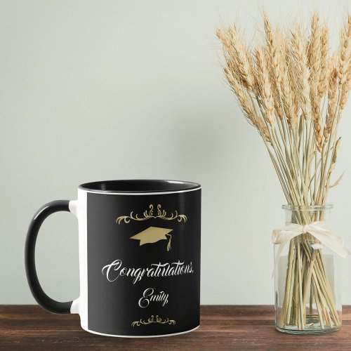 Elegant Gold Ornament Congratulations Graduation Mug