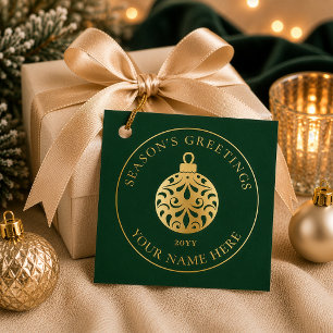 Elegant Gold Ornament Fir Green Holiday Gift Favor Tags