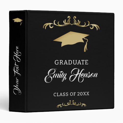 Elegant Gold Ornament Graduate Album 3 Ring Binder