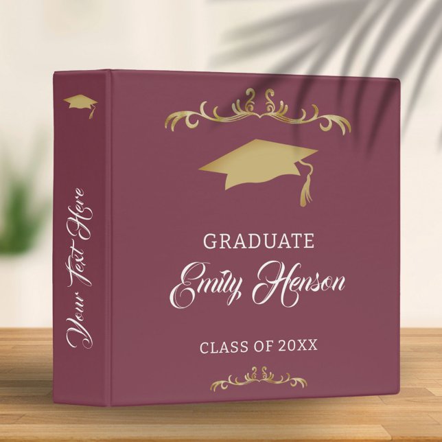 Elegant Gold Ornament Graduate Graduation Album 3 Ring Binder (Creator Uploaded)