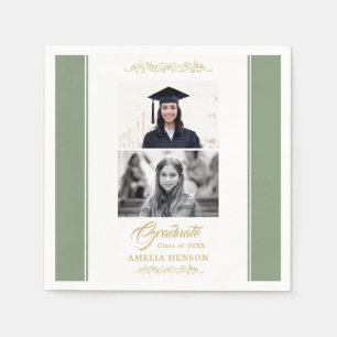 Elegant Gold Ornament Graduation 2 Photo  Napkins