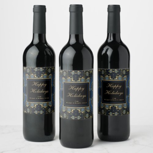 Elegant Gold Ornament Wine Label