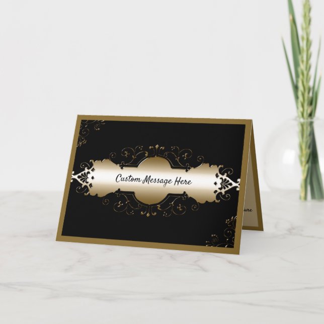 Elegant Gold Ornamental Banner Card (Front)