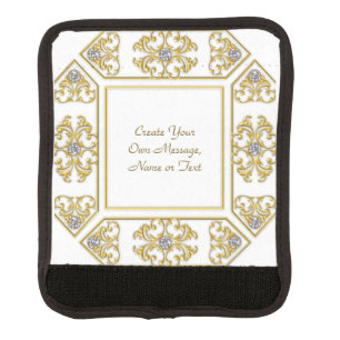 Elegant Gold Ornamental Border with Diamond Accent Luggage Handle Wrap