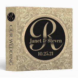 Elegant Gold Ornamental Monogram 3 Ring Binder