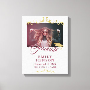 Elegant Gold Ornaments Grad Photo Graduation Canvas Print