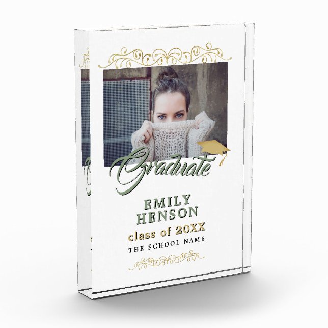 Elegant Gold Ornaments Graduate Graduation  Photo Block (Left)