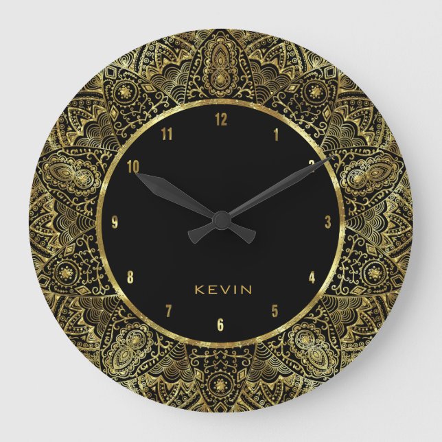 Elegant Gold Ornante Lace Circle Frame Large Clock (Front)