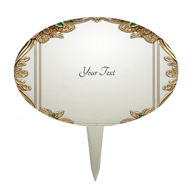 Elegant Gold Ornate Cake Topper (Front)