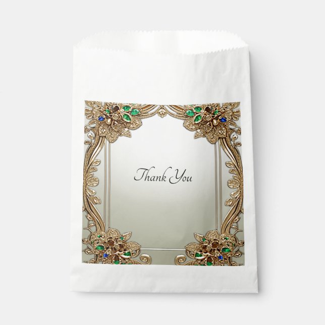 Elegant Gold Ornate Favor Bag (Front)