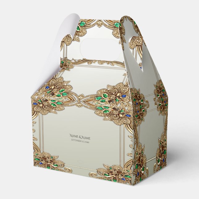 Elegant Gold Ornate Favor Box (Front Side)