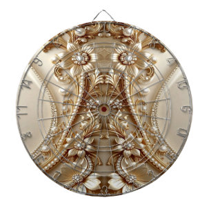 Elegant Gold Ornate Floral Dartboard