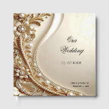 Elegant Gold Ornate Floral Guest Book