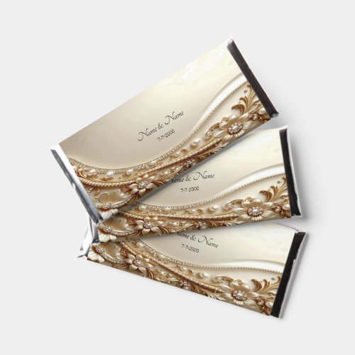 Elegant Gold Ornate Floral Hershey Bar Favors