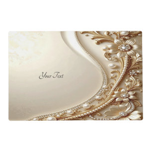 Elegant Gold Ornate Floral Laminated Placemat