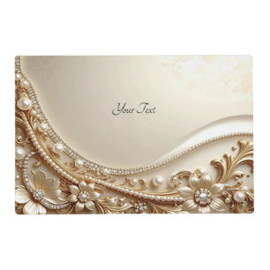 Elegant Gold Ornate Floral Laminated Placemat