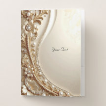 Elegant Gold Ornate Floral Pocket Folder