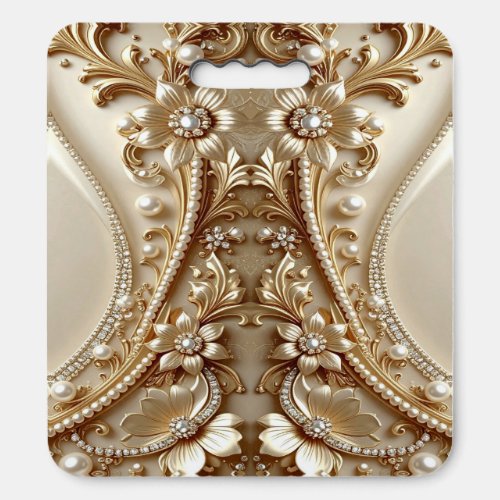 Elegant Gold Ornate Floral Stadium Seat Cushion