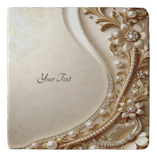 Elegant Gold Ornate Floral Trivet