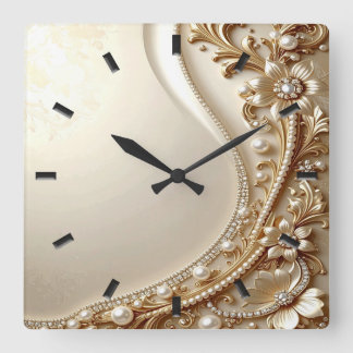 Elegant Gold Ornate Floral Wall Clock